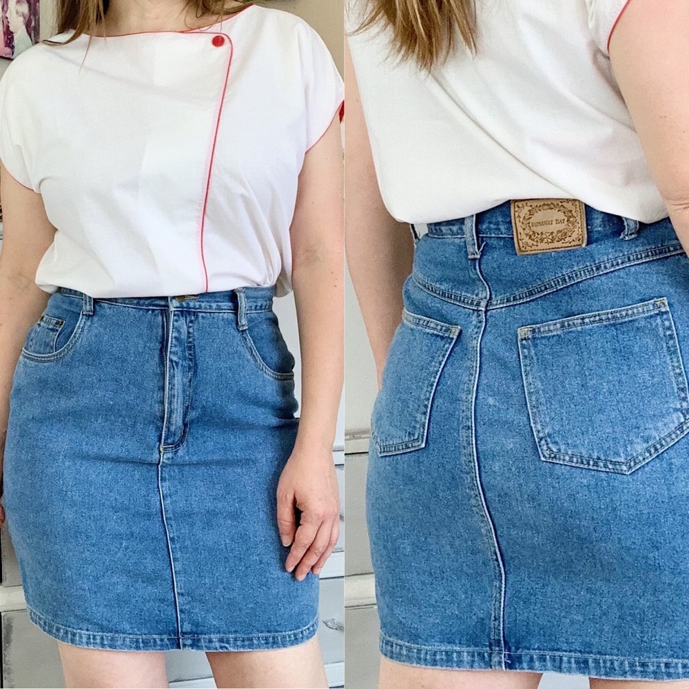 Vintage Runaway Bay Denim Skirt Sz 10 - Picture 1 of 12